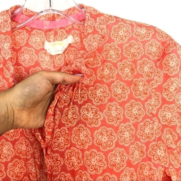 Anthropologie Hei Hei Orange Floral Button Down M - Picture 3 of 3
